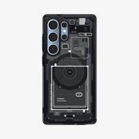 ACS08957 - Galaxy S25 Ultra Case Ultra Hybrid Metal Ring Zero One (MagFit) in Zero One Black showing the back